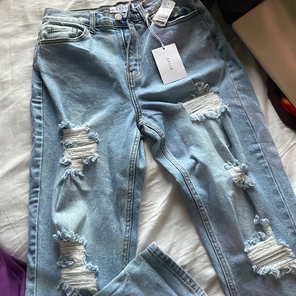 Light blue high waisted Cello pants.